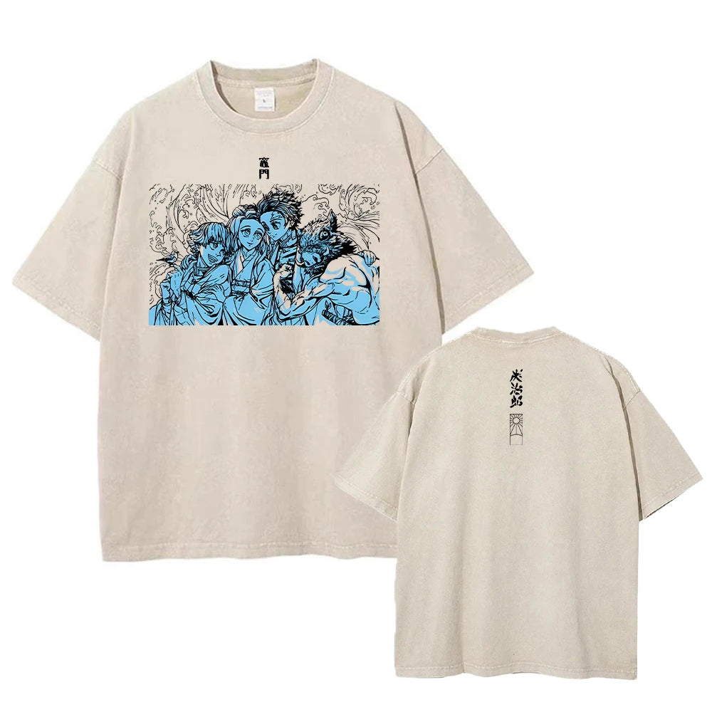 Demon Slayer Vintage Washed T-shirt Oversized