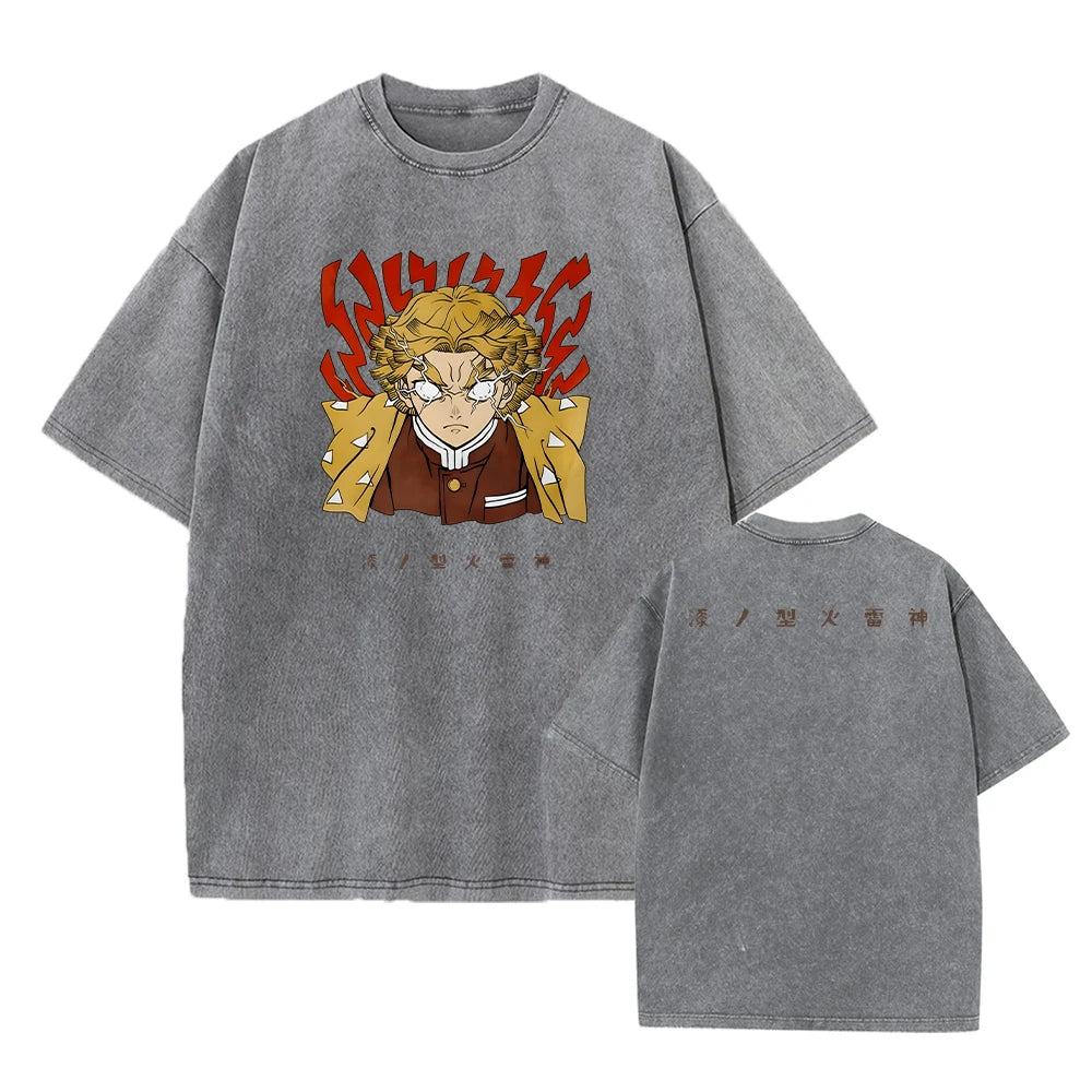 Demon Slayer Vintage Washed T-shirt Oversized