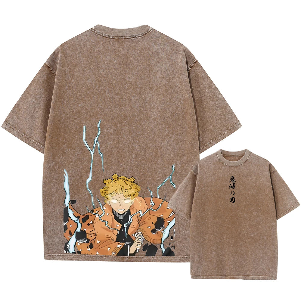 Demon Slayer Vintage Washed T-shirt Oversized