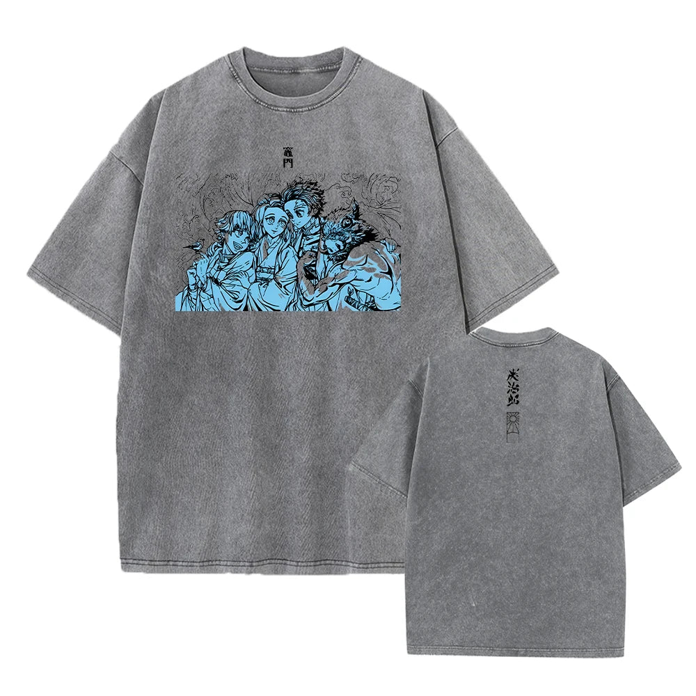 Demon Slayer Vintage Washed T-shirt Oversized