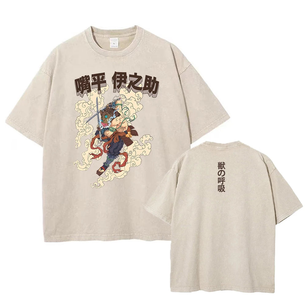 Demon Slayer Vintage Washed T-shirt Oversized