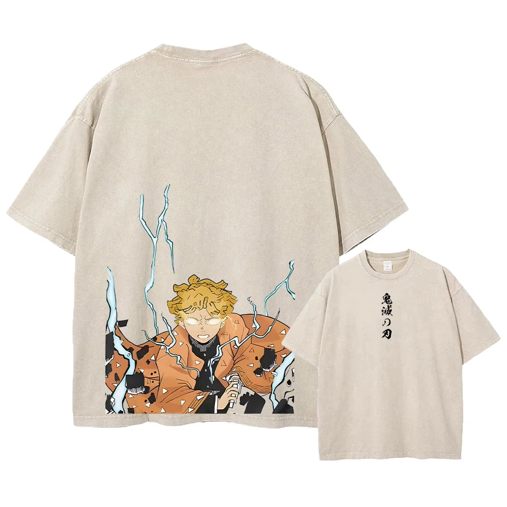 Demon Slayer Vintage Washed T-shirt Oversized