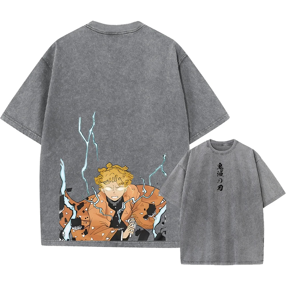 Demon Slayer Vintage Washed T-shirt Oversized