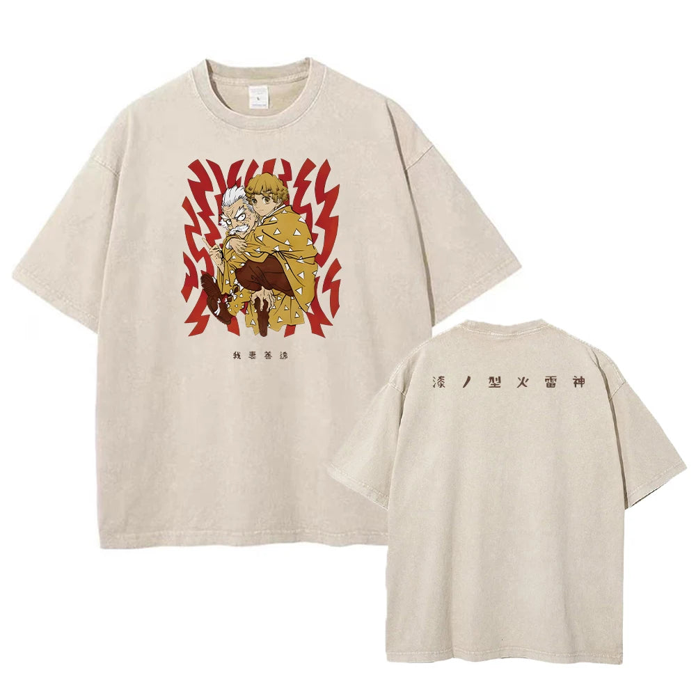 Demon Slayer Vintage Washed T-shirt Oversized