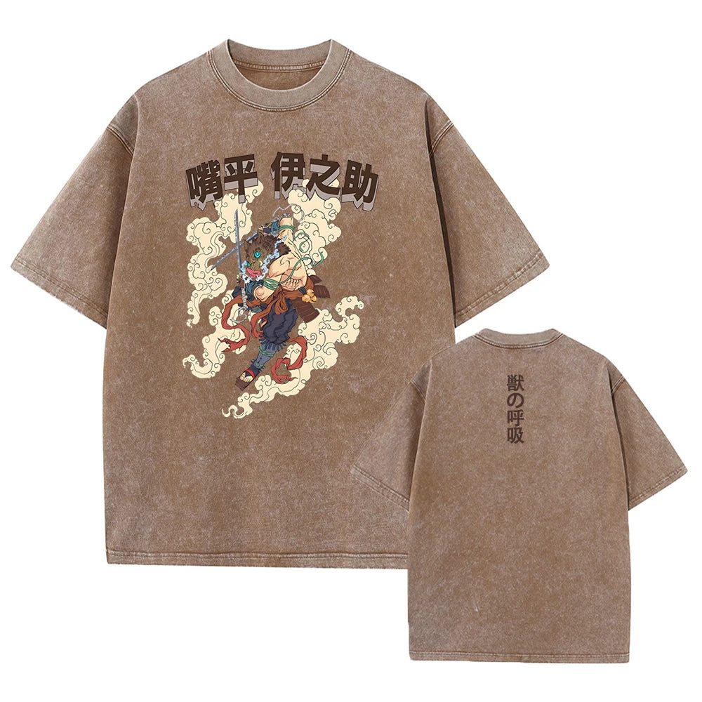 Demon Slayer  Vintage Washed T-Shirt Oversized