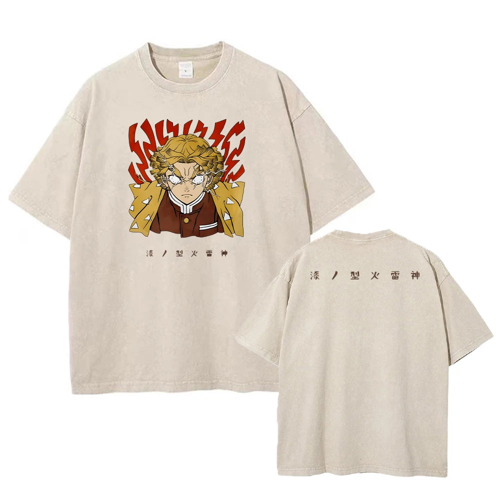 Demon Slayer Vintage Washed T-shirt Oversized