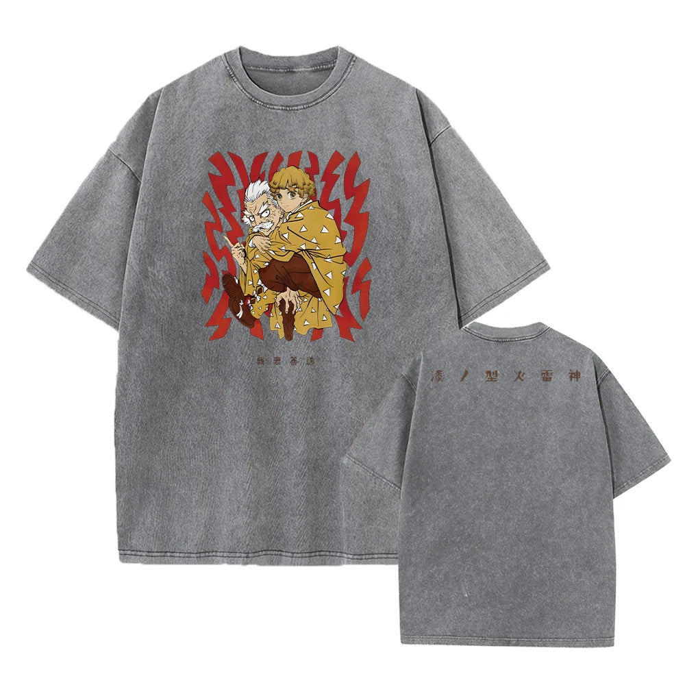 Demon Slayer Vintage Washed T-shirt Oversized